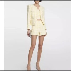 Veronica Beard Yellow Tweed Jacket And Short Set SZ 0